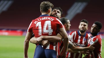 Los jugadores del Atlético celebran un gol en el Wanda Metropolitano.