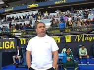 Sergio González en el banquillo del Nuevo Mirandilla. Foto: Cádiz CF.