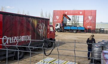 Ya están preparadas las Fan zones del Sevilla y Barça