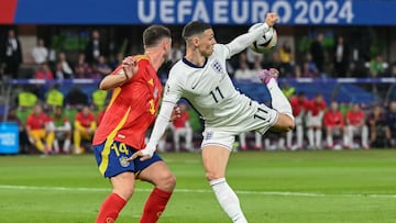 The England and Manchester City midfielder is playing in the Euro 2024 final against Spain.