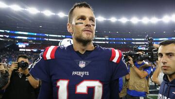 FOXBOROUGH, MA - OCTOBER 04: Tom Brady #12 of the New England Patriots looks on after defeating the Indianapolis Colts 38-24 at Gillette Stadium on October 4, 2018 in Foxborough, Massachusetts.   Maddie Meyer/Getty Images/AFP
 == FOR NEWSPAPERS, INTERNET,