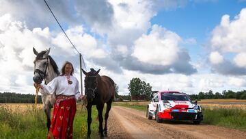 Kalle Rovanpera, con el Toyota en el Rally de Estonia.