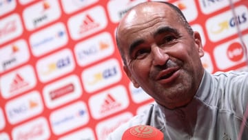 03 September 2020, Belgium, Tubize: Belgium National soccer team head coach Roberto Martinez speaks at a press conference ahead of Saturday&#039;s UEFA&nbsp;Nations League Group B soccer match against Denmark. Photo: Virginie Lefour/BELGA/dpa
 
 
 03/09/2