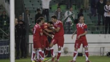 Alegría de los jugadores del Sevilla.