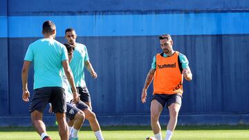 Víctor García, entrenándose este miércoles en el Anexo.