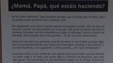 "Mum, Dad, what are you doing?" - Leganés' letter to the parents.