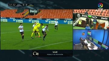 El polémico penalti por mano de Gayá en el Valencia-Villarreal