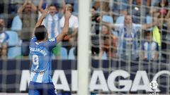 Blanco Leschuk celebra su gol con la afici&oacute;n desplazada al Heliodoro Rodr&iacute;guez L&oacute;pez.