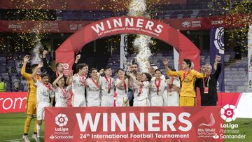 29/12/19 LIGA PROMISES EN ABU DABI REAL MADRID CAMPEON EQUIPO FORMACION TROFEO