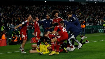 Celebración osasunista tras eliminar al Betis.