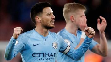 David Silva celebra la victoria del Manchester City ante el Bournemouth en la Premier League.