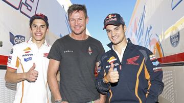 Márquez y Pedrosa reciben la visita de Felix Baumgartner