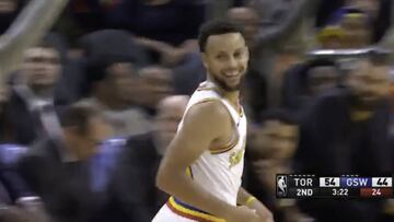 ¡Vuelven las cosas de Curry! Su sonrisa después de esta locura