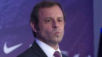 Sandro Rosell, en rueda de prensa del balance de la temporada 2012/13.