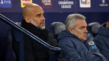 MANCHESTER (United Kingdom), 11/02/2025.- Manchester City manager Pep Guardiola takes seat on the bench before the UEFA Champions League knockout phase play-offs 1st leg match between Manchester City and Real Madrid, in Manchester, Britain, 11 February 2025. (Liga de Campeones, Reino Unido) EFE/EPA/ADAM VAUGHAN
