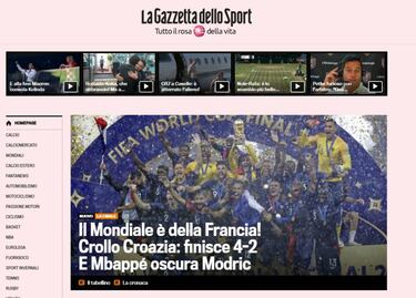 Por su parte, la Gazzetta se inclinó por las reacciones de entrenadores y jugadores protagonistas de la Final.