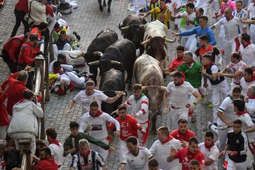 Hoy 8 de julio de 2022 se ha celebrado el segundo día de los encierros de los Sanfermines. Por las calles de Pamplona ha corrido los toros de la ganadería Fuente Ymbro.