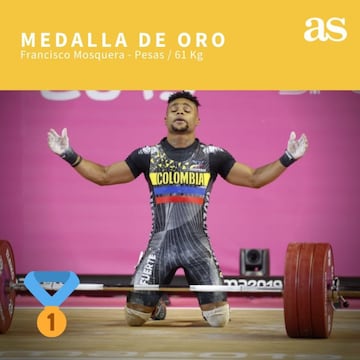 Mosquera levantó 170 imponiendo récord panamericano en el envión. En el tercer intento quiso romper el récord del mundo con 175 pero no lo consiguió. Terminó con 302 kilogramos en total y la medalla de oro colgada en su pecho.