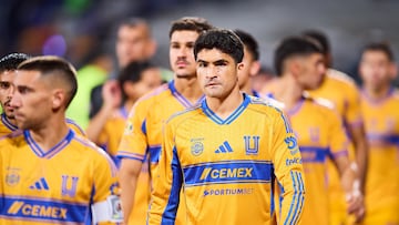 Nicolas Ibanez of Tigres during the semi-finals first leg match between Cruz Azul and Tigres UANL, as part of the Liga BBVA MX, Torneo Apertura 2025 at Olimpico Universitario Stadium, on December 03, 2025 in Mexico City, Mexico.