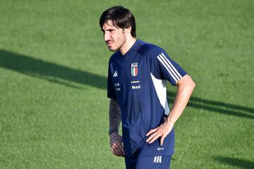 Italy's Sandro Tonali in a training session near Florence, Italy on 9 October 2023. 
