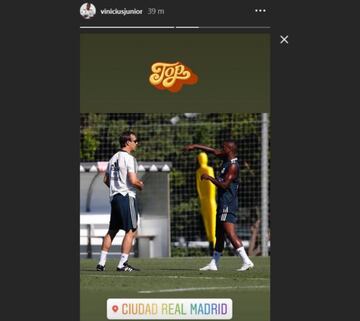 Publicación de Vinicius en los stories de Instagram con Lopetegui.