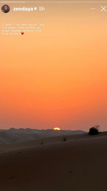 Zendaya ya trabaja en el rodaje de Dune: Parte 2 y no duda en compartirlo en redes sociales