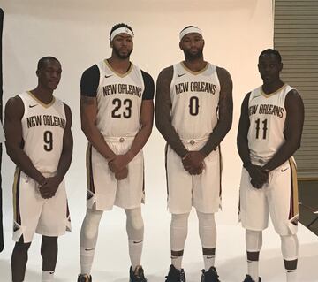 Rajon Rondo, Anthony Davis, DeMarcus Cousins y Jrue Holiday