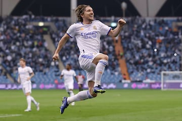 Modric celebra un gol durante las semifinales de la Supercopa de España contra el Athletic.