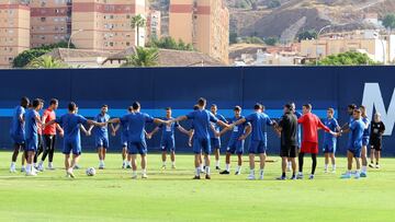 Entrenamiento del M¨¢laga del pasado viernes.