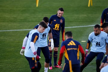 Iago Aspas durante el entrenamiento.