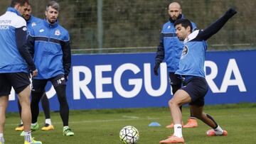 Juanfran Moreno entrenando con el Depor.