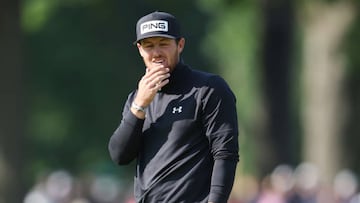 TULSA, OKLAHOMA - MAY 22: Mito Pereira of Chile reacts on the 17th green during the final round of the 2022 PGA Championship at Southern Hills Country Club on May 22, 2022 in Tulsa, Oklahoma. (Photo by Christian Petersen/Getty Images)