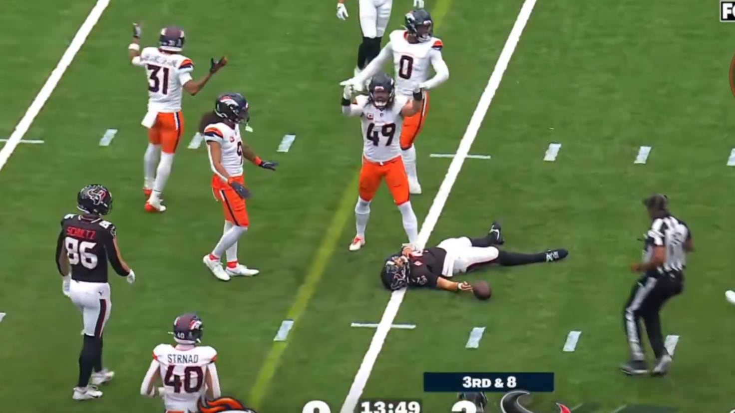 Image for Watch: CJ Stroud rocked by brutal late hit vs Broncos, shakes on the ground