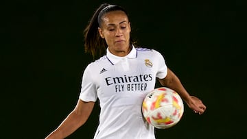 MADRID, SPAIN - AUGUST 18: Kathellen Sousa Feitoza of Real Madrid CF controls a ball during first round UEFA Women's Champions League between Real Madrid CF  and Sturm Graz at Estadio Alfredo Di Stefano on August 18, 2022 in Madrid, Spain. (Photo by Diego Souto/Quality Sport Images/Getty Images)
PUBLICADA 20/09/22 NA MA24 1COL