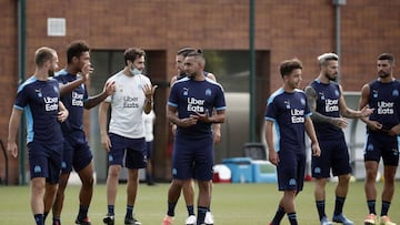 Marseille (France), 13/08/2020.- Olympique Marseille&#039;s players attend a training session at the Robert Louis Deryfus in Marseille, France, 13 August 2020. (Francia, Marsella) EFE/EPA/GUILLAUME HORCAJUELO