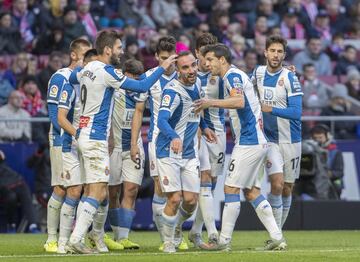 Los jugadores del Espanyol celebrando el gol 0-1 de Darder