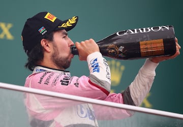 Sergio Pérez en plena celebración.