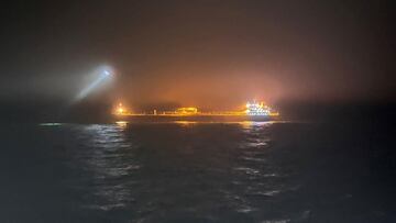 Oil tanker Eagle S sails on the sea outside the Porkkalanniemi, Finland on December 26, 2024. RAJAVARTIOSTO-Finnish Border Guard/LEHTIKUVA/HANDOUT via REUTERS. ATTENTION EDITORS - THIS IMAGE WAS PROVIDED BY A THIRD PARTY. NO THIRD PARTY SALES. NOT FOR USE BY REUTERS THIRD PARTY DISTRIBUTORS. FINLAND OUT. NO COMMERCIAL OR EDITORIAL SALES IN FINLAND.