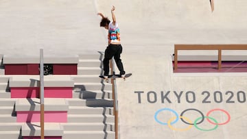 TOKYO, JAPAN - JULY 25: Yuto Horigome of Team Japan competes at the Skateboarding Men&#039;s Street Prelims on day two of the Tokyo 2020 Olympic Games at Ariake Urban Sports Park on July 25, 2021 in Tokyo, Japan. (Photo by Ezra Shaw/Getty Images)