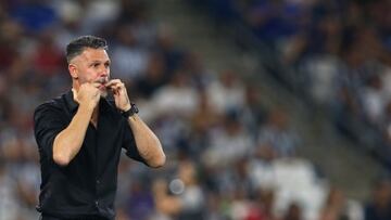 Monterrey's Argentine coach Martin Demichelis gestures during the Liga MX Clausura football match between Monterrey and Tijuana at the BBVA Stadium in Monterrey, Mexico on March 29, 2025. (Photo by Julio Cesar AGUILAR / AFP)