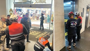 Dos personas sufrieron lesiones en cabeza y cervicales, tras desplomarse un elevador del quinto piso en Plaza Mitikah, Benito Juárez.