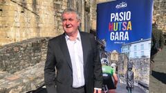 El presidente de OCETA, Juli&aacute;n Eraso, durante la presentaci&oacute;n del recorrido de la Vuelta al Pa&iacute;s Vasco, la Itzulia de 2022.