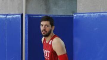 Nikola Mirotic durante un entrenamiento con el Real Madrid durante esta temporada.