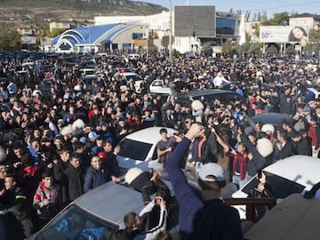 Fans wait to see Khabib at the Anzhi de Makhachkala Arena