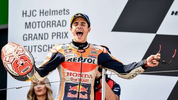Márquez celebra su victoria en el GP de Alemania de 2019.