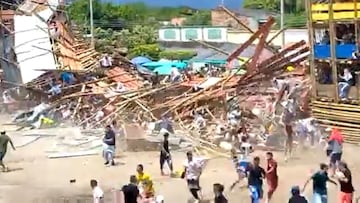 Una plaza de toros se derrumba en El Espinal, Tolima.