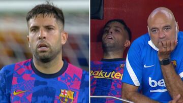 Los gestos de Jordi Alba que reflejan el duro momento del Barcelona