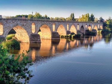 Uno de los puentes medievales más destacados de España y un símbolo de la ciudad de Zamora. Cruza el río Duero y conecta la parte histórica de la ciudad con el barrio de San Frontis, al otro lado del río. Se estima que su construcción se remonta a finales del siglo XII o principios del XIII. Mide cerca de 250 metros de longitud y consta de dieciséis arcos.