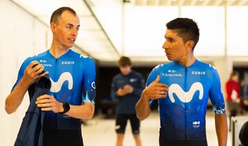 Enric Mas y Nairo Quintana, el pasado jueves en la presentación del Movistar