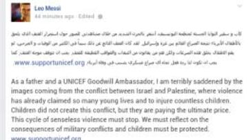 Messi apeló a la paz en Gaza como embajador de UNICEF